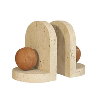 Blitz Marble Bookend Set - Travertine & Coral