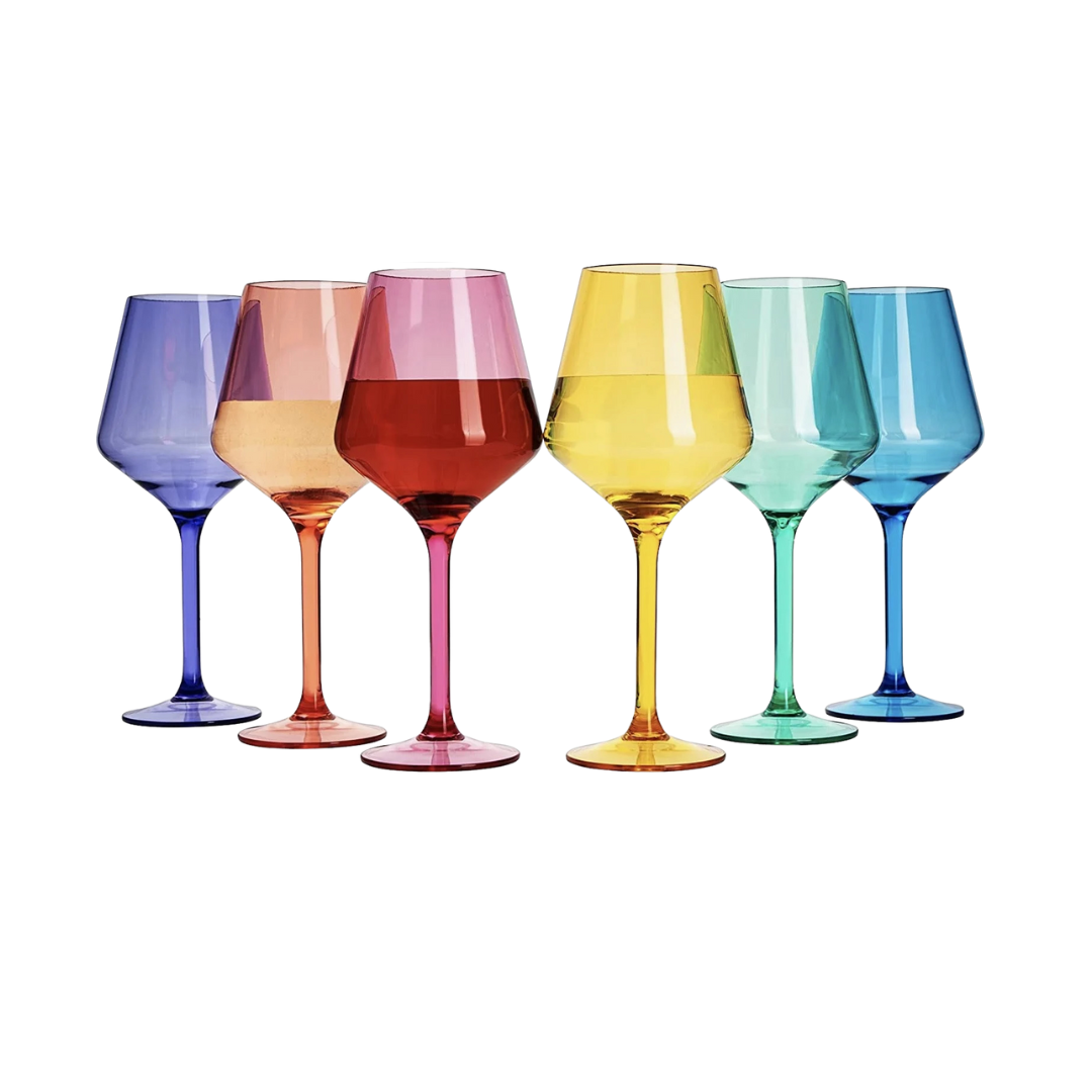 Brighton Multi Color Acrylic Wine Glass Set of 6