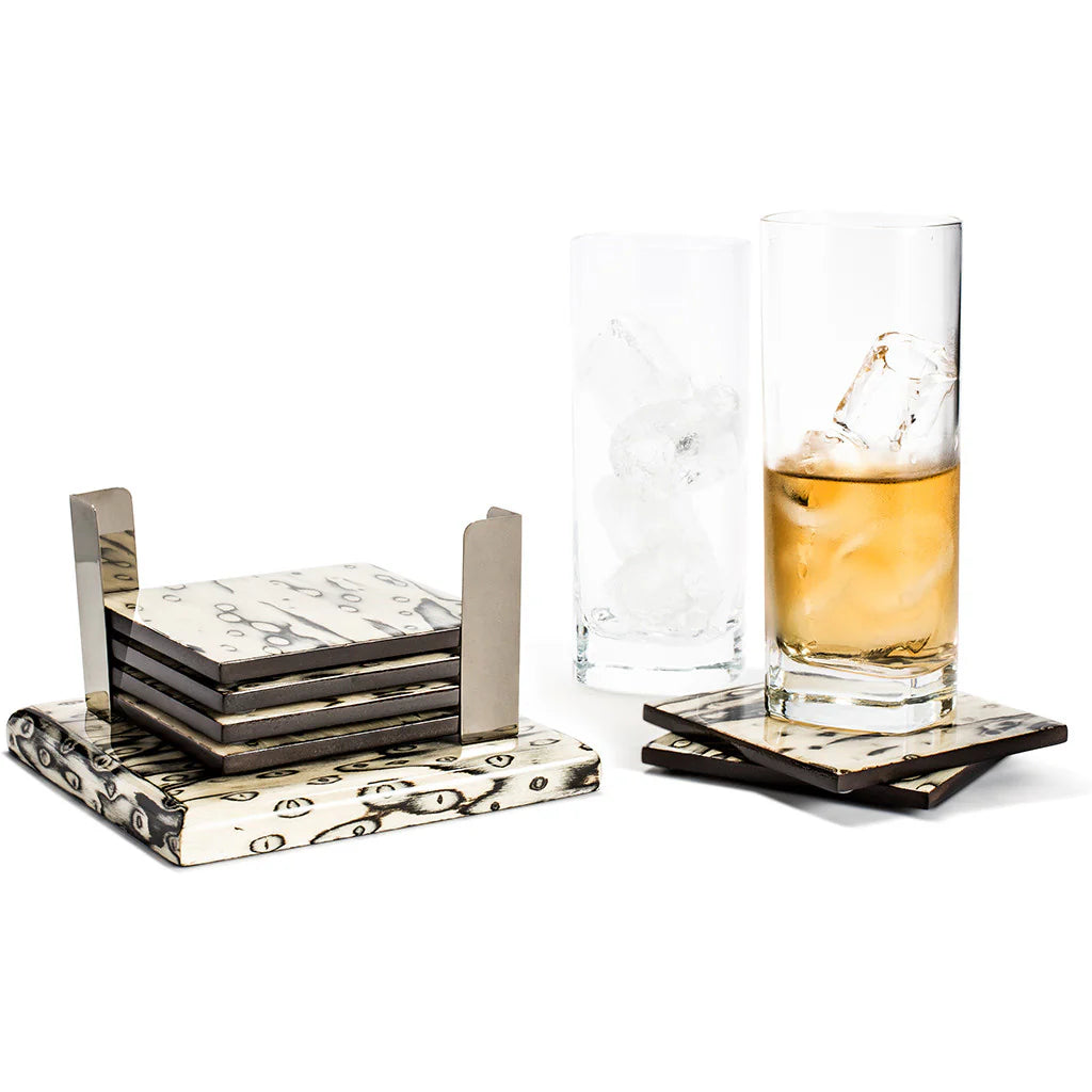 Ojo De Pajaro Veneer Coaster Set