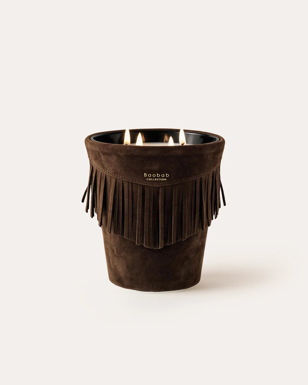Calamity Jane Candle - Deadwood three-wick candle in a brown fringed sleeve.