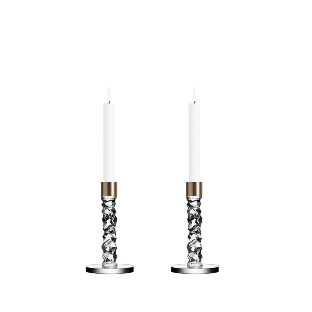 Carat Candlestick Brass Set of 2