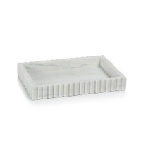 Carrara Scalloped Marble Vanity Tray White