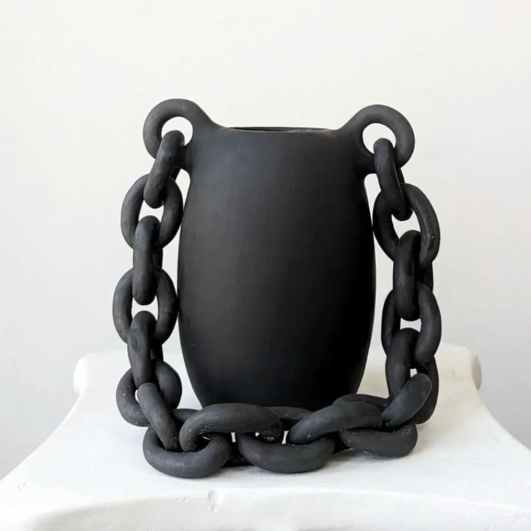 Chain Link Black Vase