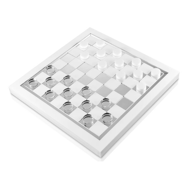 Luxe Chess and Checkers Silver Set