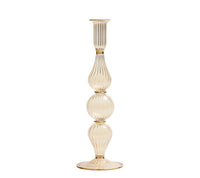 Champagne Rib Gold Detail Candle Holders