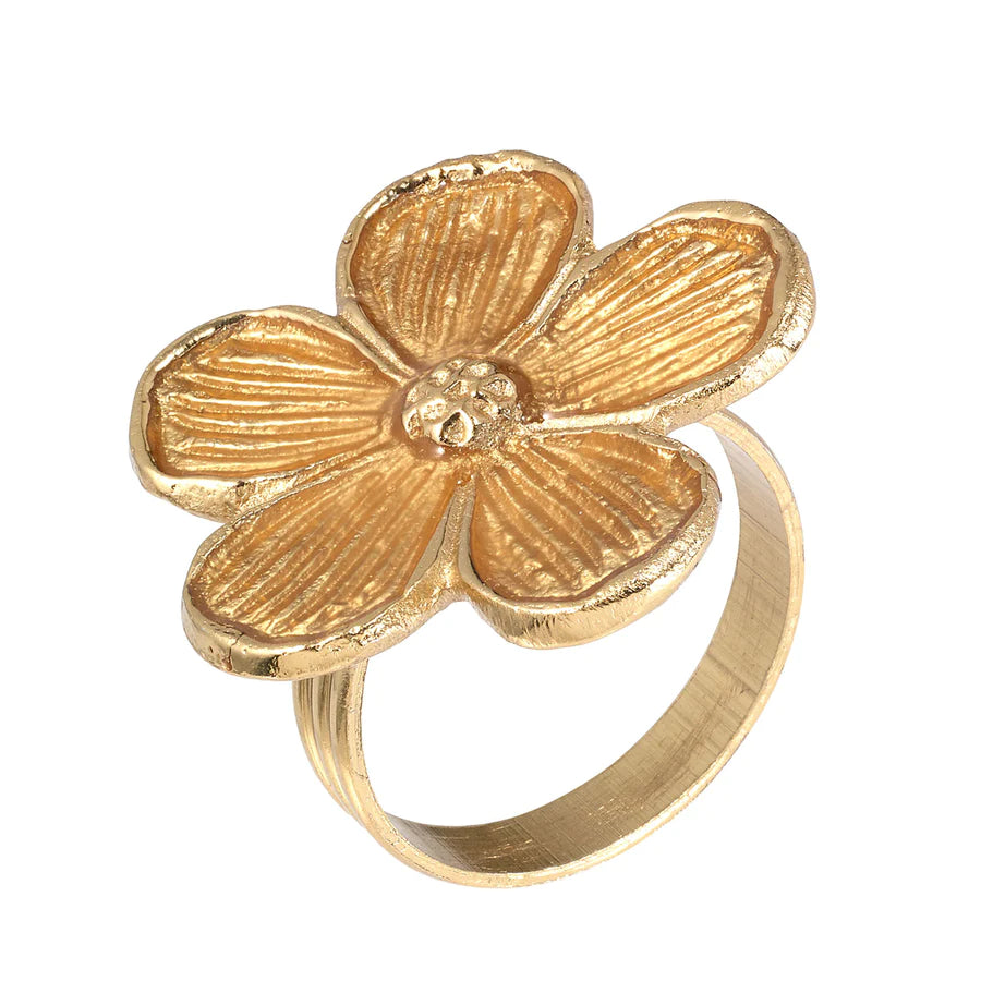 Daisy Gold Napkin Ring Set of 4