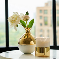 Dual Bud Vase with Carrara Marble and Gold.