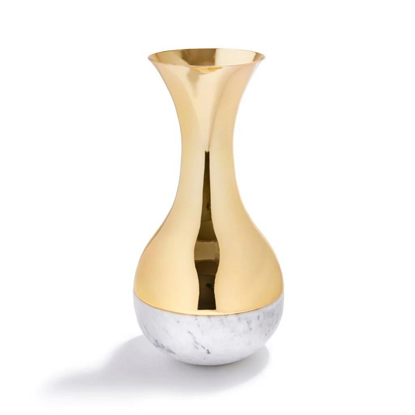 Dual Vase with Carrara marble in gold.