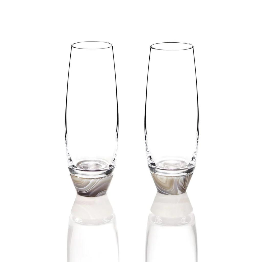 Elevo Champagne Smoke Agate Glasses Set of 2