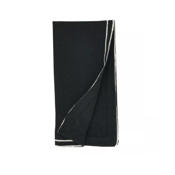 Embroidered Edge Napkin Black Set of 4