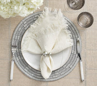 Fringe Napkin White & Silver Set of 4