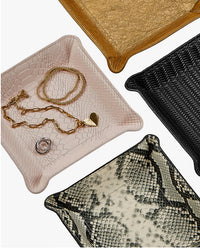 Leather Catchall Tray Embossed Python - Pink