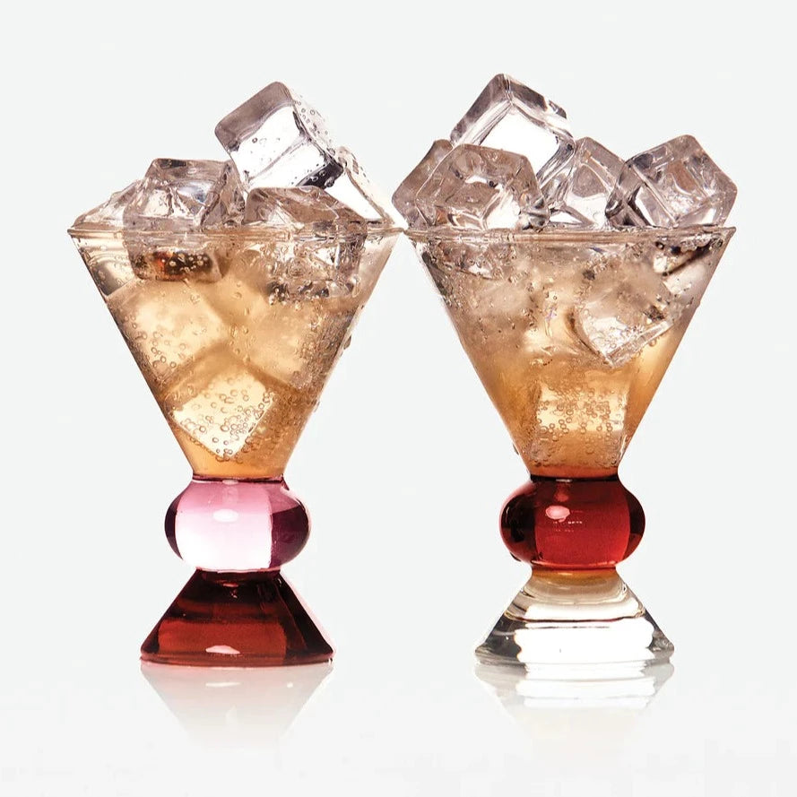 Solid Base Stemless Martini Cocktail Glasses, Set of 2 