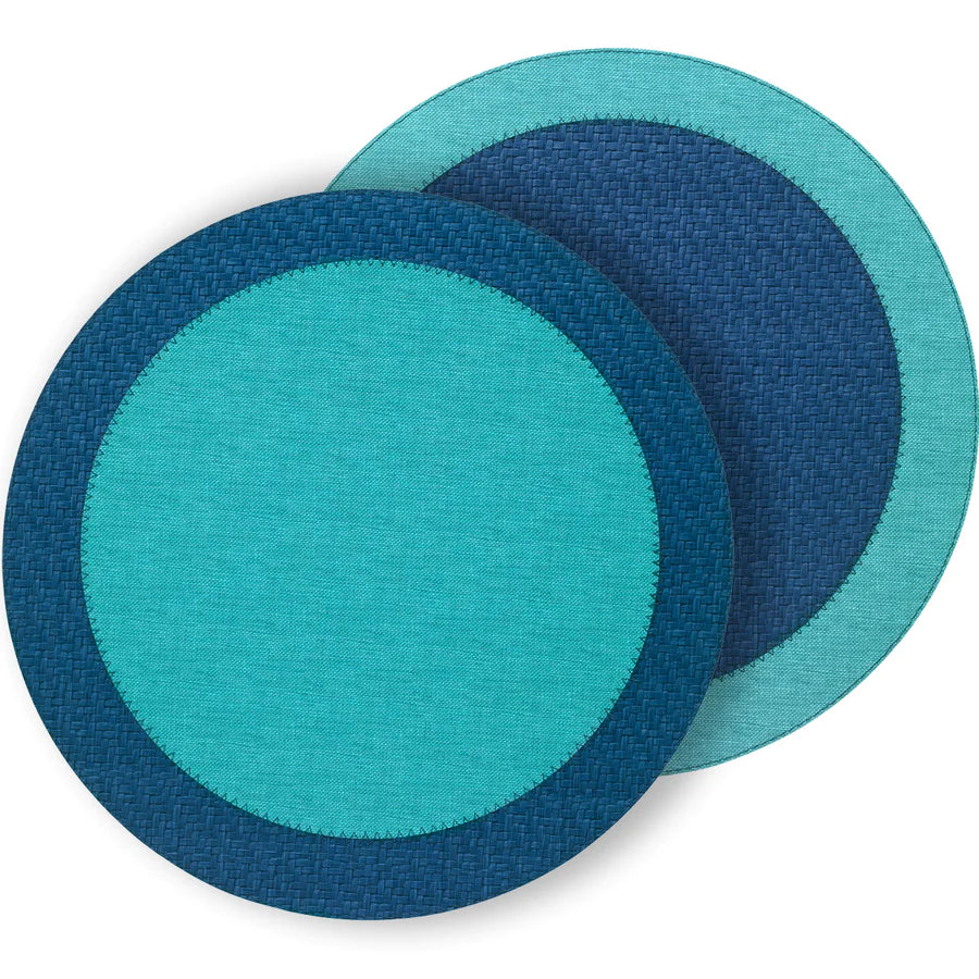 Halo Round Placemat Set of 4  Turquoise & Delft