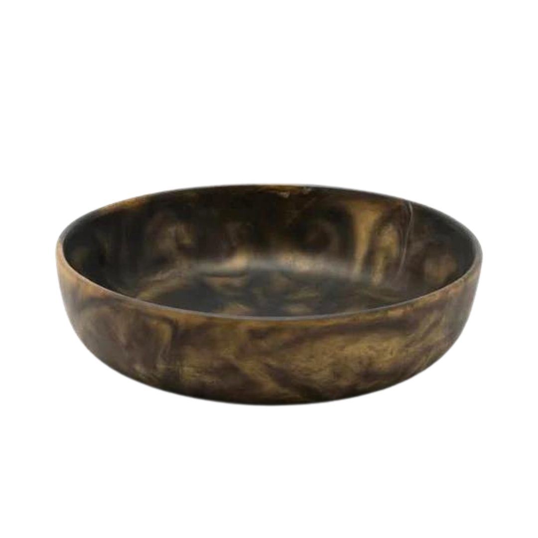 Hugo Resin Black & Gold Serving Bowl 13.5"D