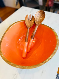 Bright Mango Serving Bowl w/ Servers -