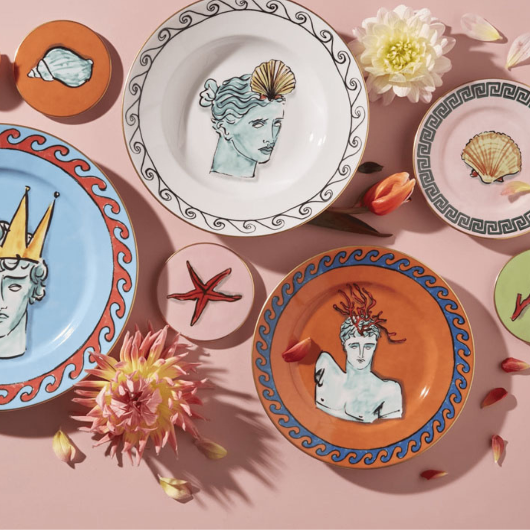Richard Ginori Lilievo ディナープレート6枚 Il Viaggio Di Nettuno Dessert Plate - Rock Orange – Current Home NY