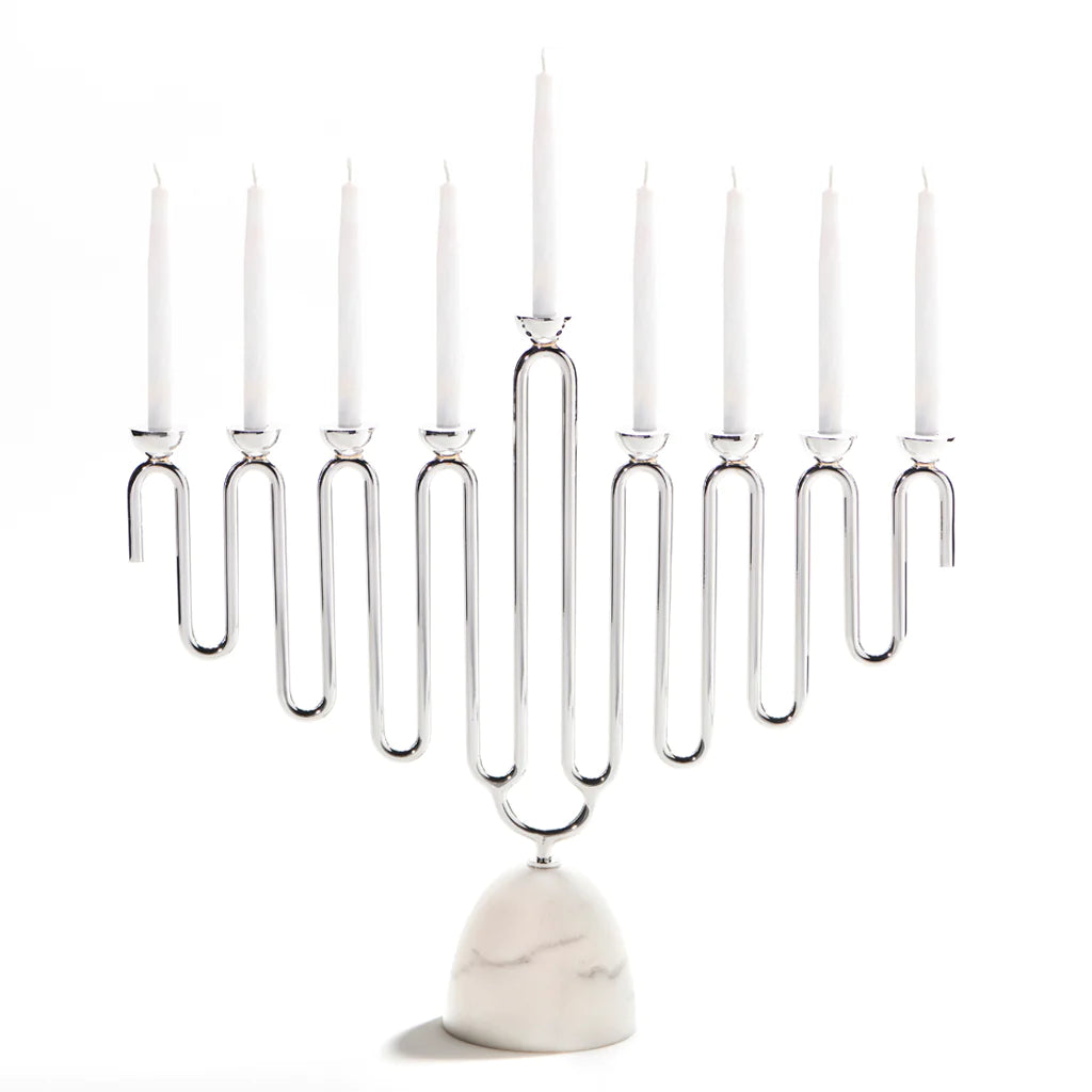 Coluna Menorah Carrara Marble & Silver