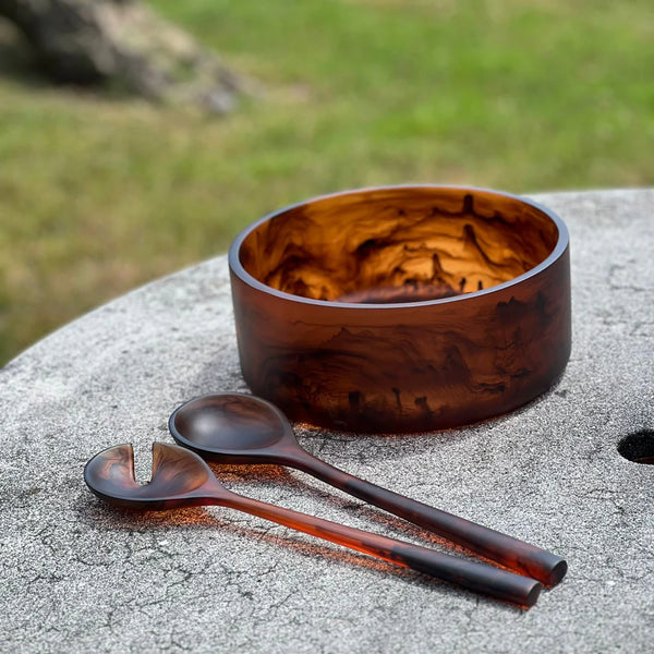 Dawn Resin Swirl Serving Bowl Brown