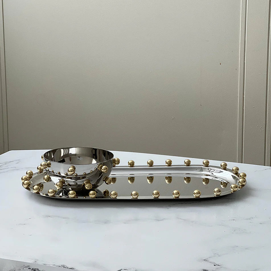 Gold Balls Oval Tray