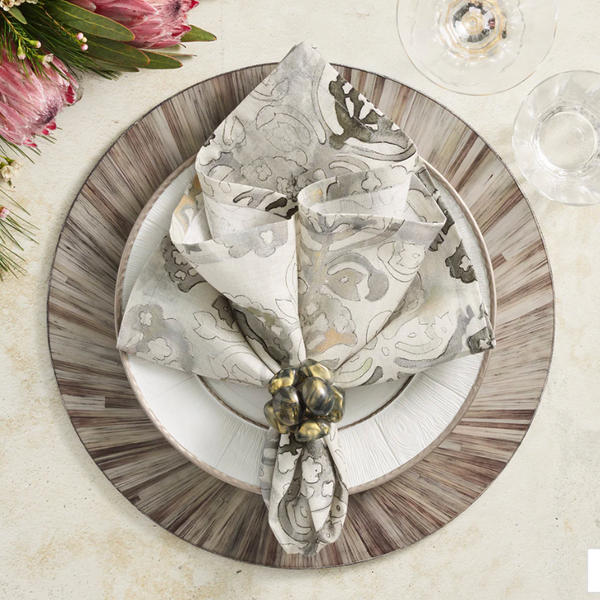 Bonton Napkin Ring Set of 4 - Grey & Gold