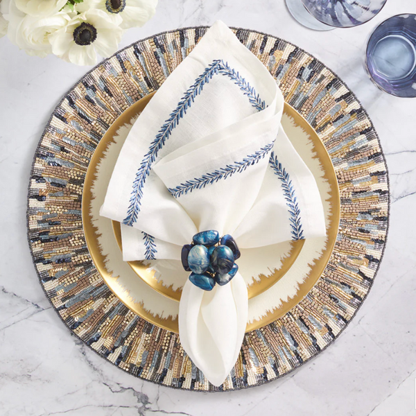 Bonton Napkin Ring Set of 4-Navy & Gold