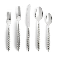Jessica McCormack Shell Flatware 5 pc Set - Stainless Steel featuring handles with a twisted, spiral-beaded design.