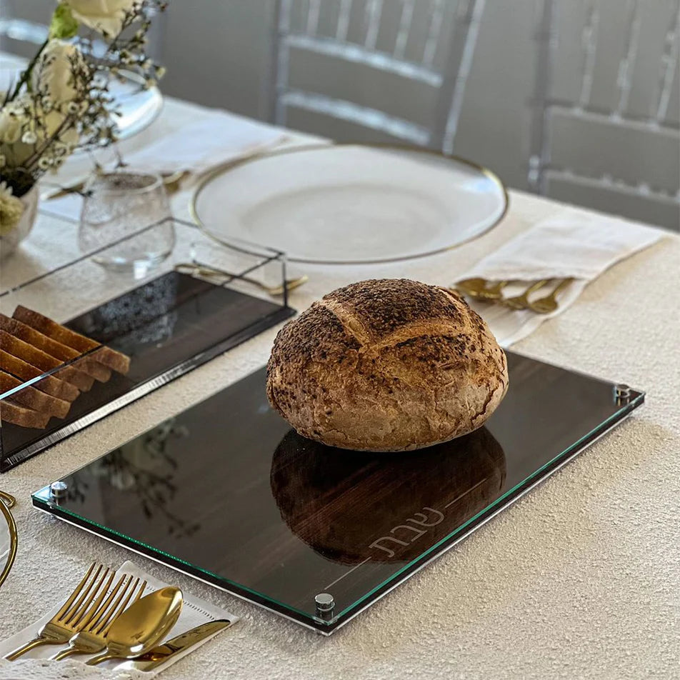 Lucite and Glass Wood Challah Board