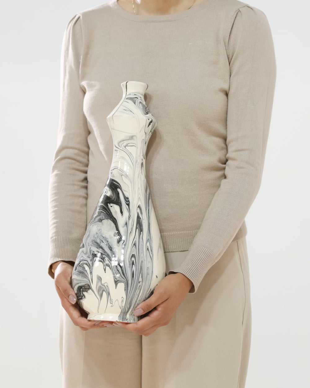 Delo Swirl Marble Vase Tall