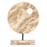 Marble Cream Luna Disk on Stand