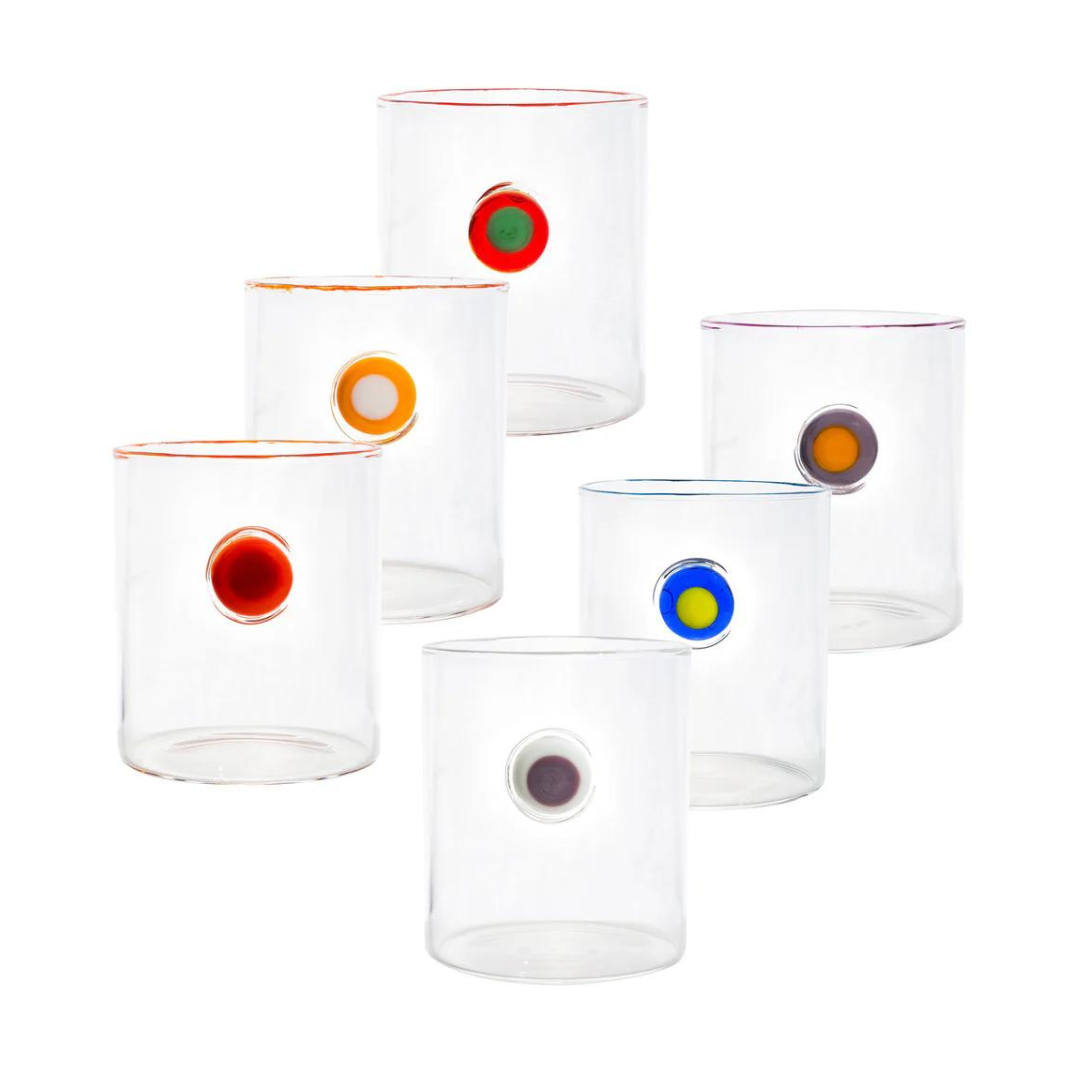 Medallion Multi Color Highball Glass Set of 6