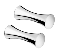 Two silver-plated, hourglass-shaped Christofle Uni Silver Plated Set of 2 Knife/Chopstick Rest pieces.