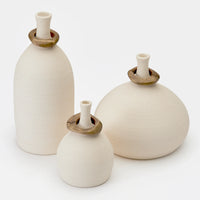 Mona Vessels -Blanc & Brass Set of 3