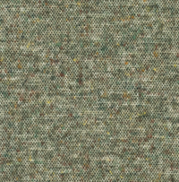 Close-up of the Lands Downunder Cinder Mist Throw, featuring a textured green fabric with specks of yellow, brown, and gray that create a mottled, multi-colored appearance reminiscent of a modern throw. The visible weave and individual threads give this cotton wool silk throw a slightly rough look.