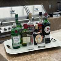 Diagonal Handled Grey Serving Tray Large