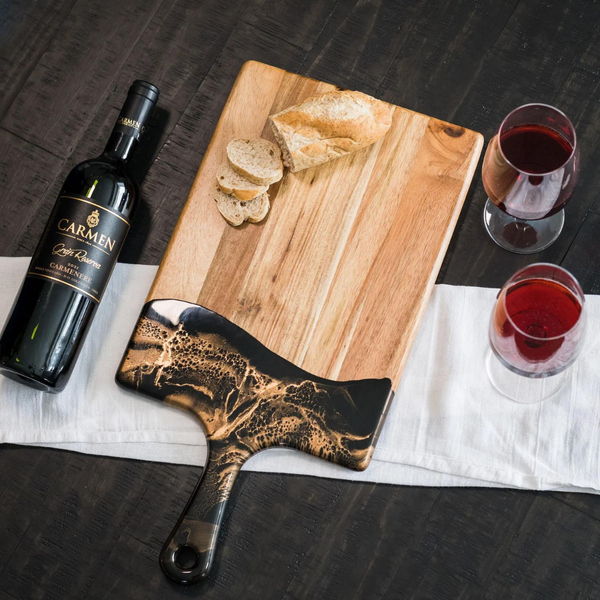 Painted Cheeseboard Black Ember - Large