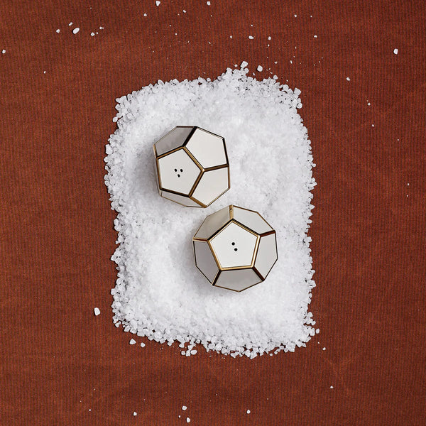 Pentagon Spice Jewels Salt & Pepper Set - White & Gold