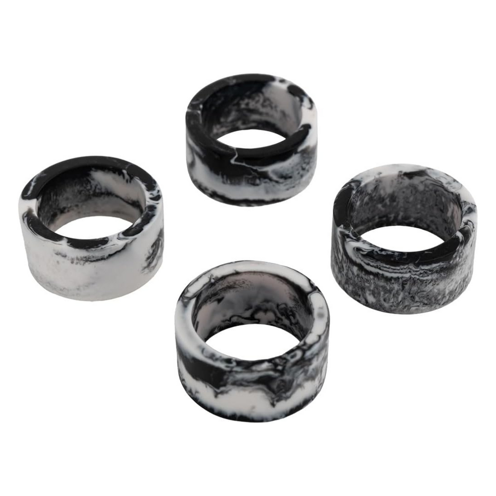 Radiant Resin Black and White Napkin Ring Set of 4
