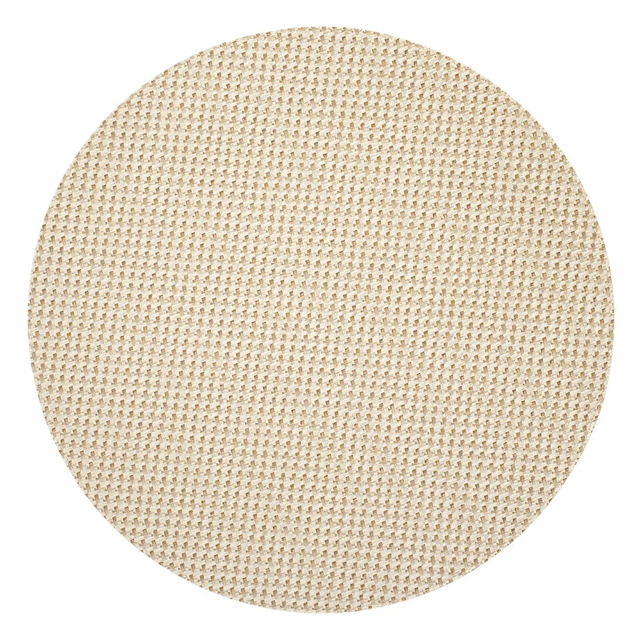 Round, beige, wipe-clean textured Bodrum Rattan Round Placemat s/4.