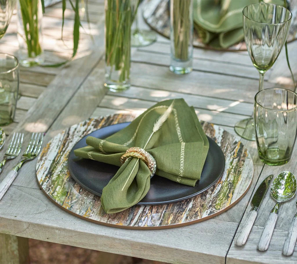 Weathered Pine Placemat Ivory and Natural Set of 4