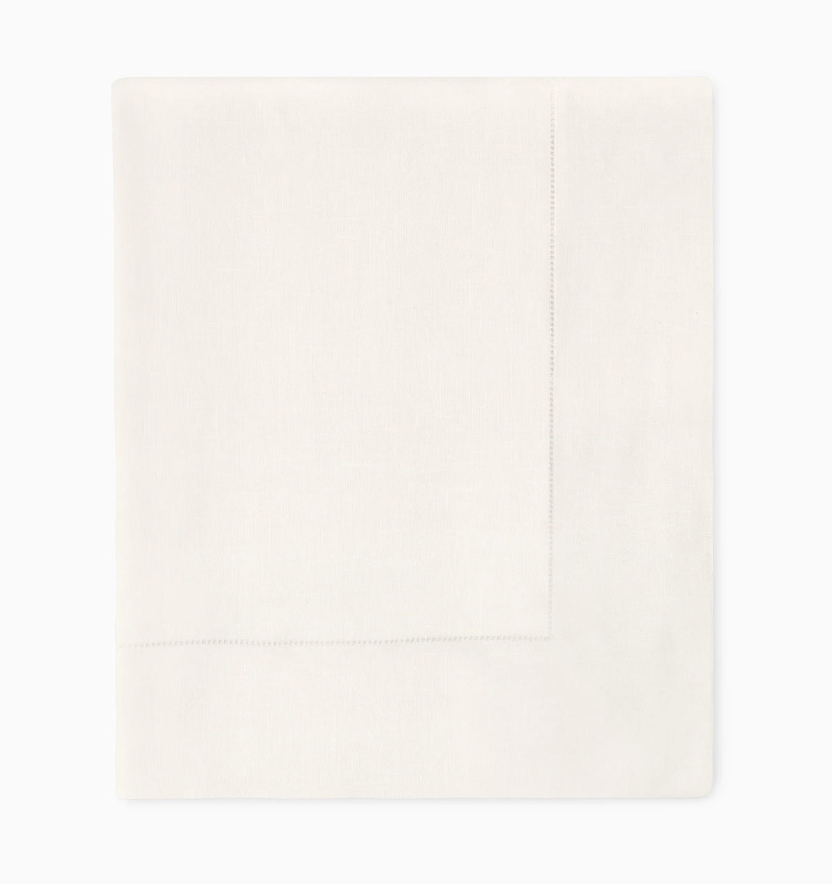 The Sferra Festival Tablecloth, crafted in crisp white with subtle hand hemstitching along the border, is elegantly displayed against a plain white background—an ideal accent to enhance classic table settings.