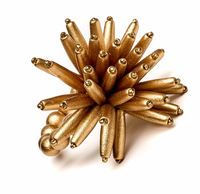 Desert Palm Wood Napkin Ring Set of 4 - Gold