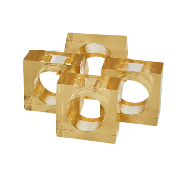 Lucite Cube Napkin Ring Set of 4
