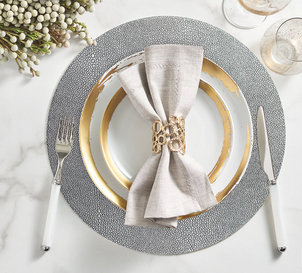 Etoile Cocktail Napkin White, Gold & Silver Set of 6 – Current Home NY