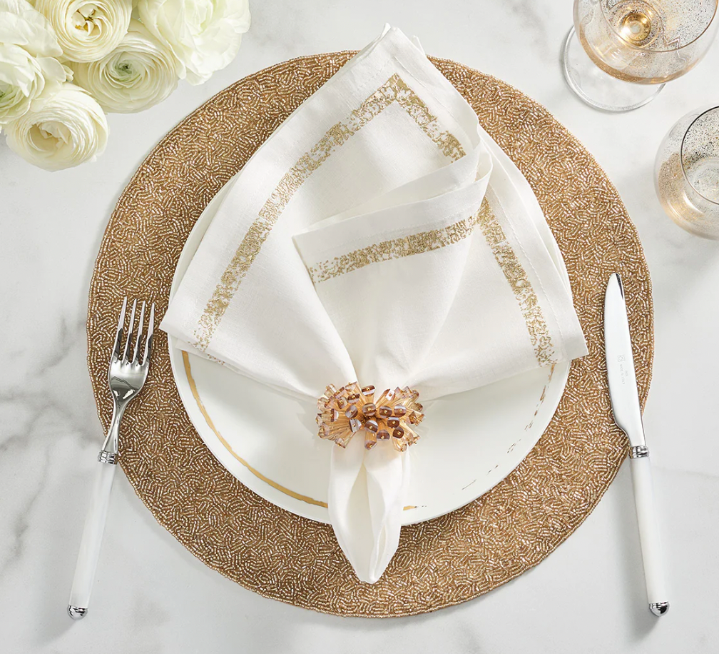 Impression White & Gold Napkin Set of 4