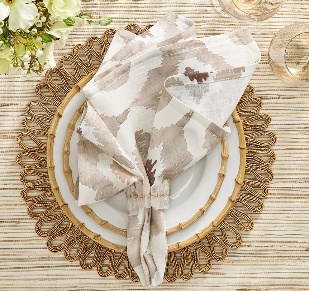 Watercolor Ikat Napkin Taupe Set of 4