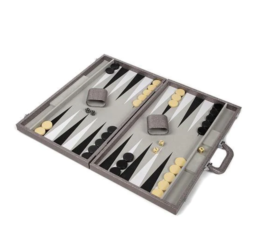 Backgammon Set Onyx Silver