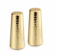 Gold Tone Hammered Salt & Pepper Shaker Set