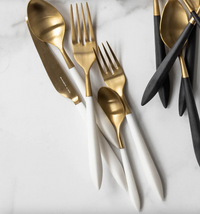 Ares Flatware 5 Piece Setting -Oro & White