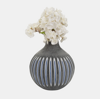 Etched Glass Blue Grey Vase